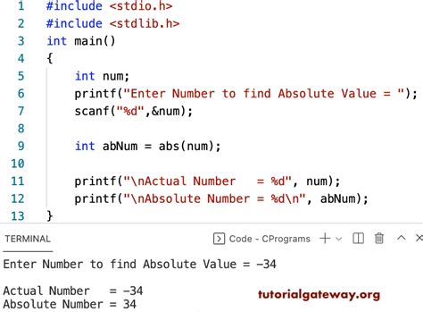 absolute value in c programming